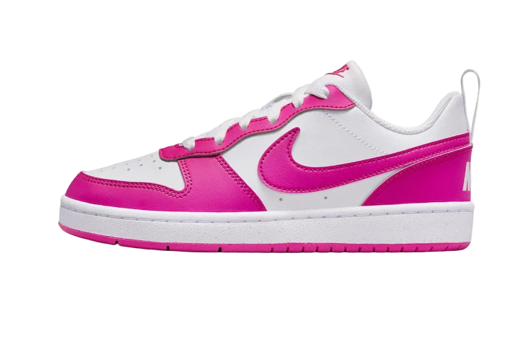 NIKE COURT BOROUGH LOW RECRAFT "WHITE/FUSCHIA PINK" GS * NO BOX LID *