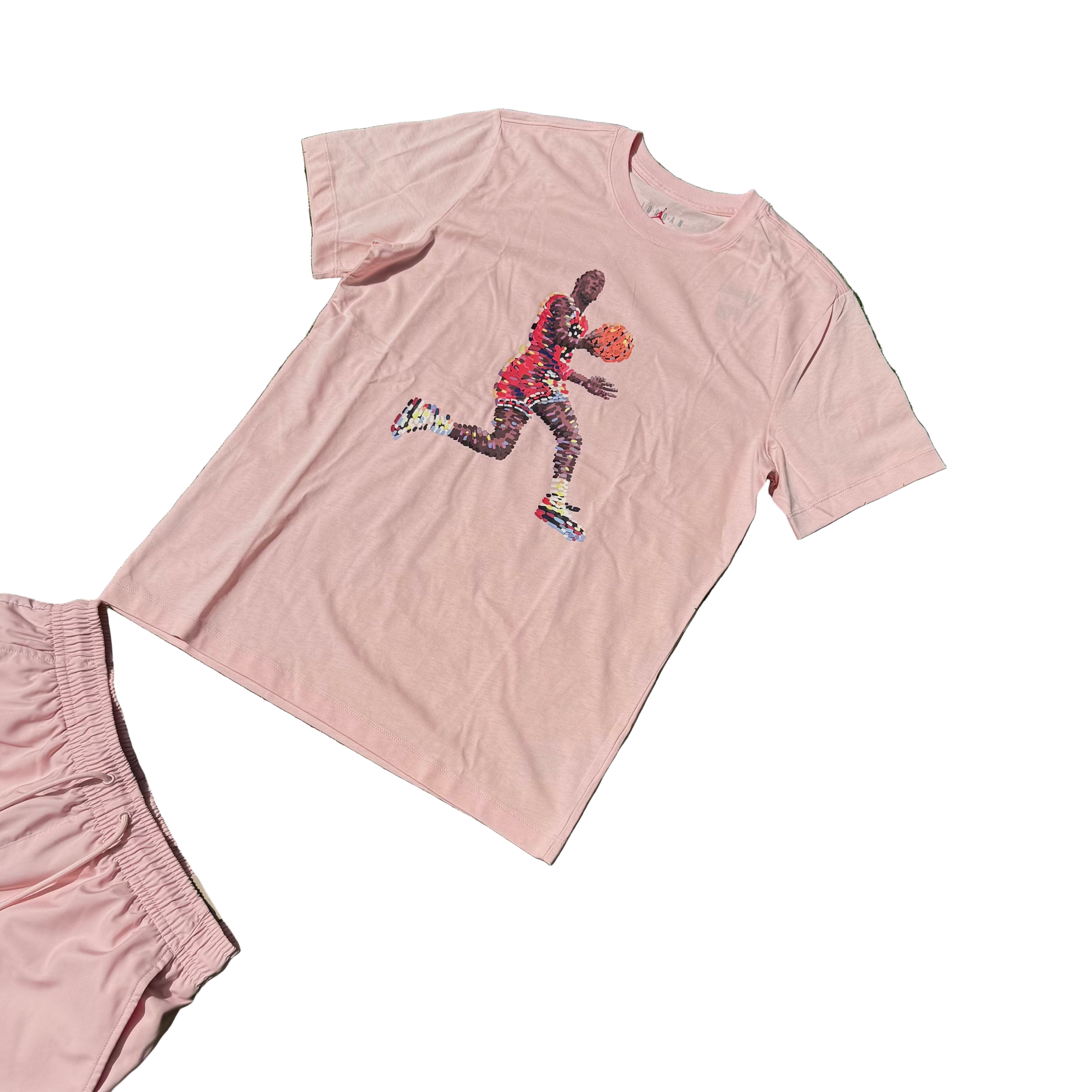 JORDAN ESSENTIALS GRAPHIC TEE SHORT SET “LEGEND PINK / WHITE”