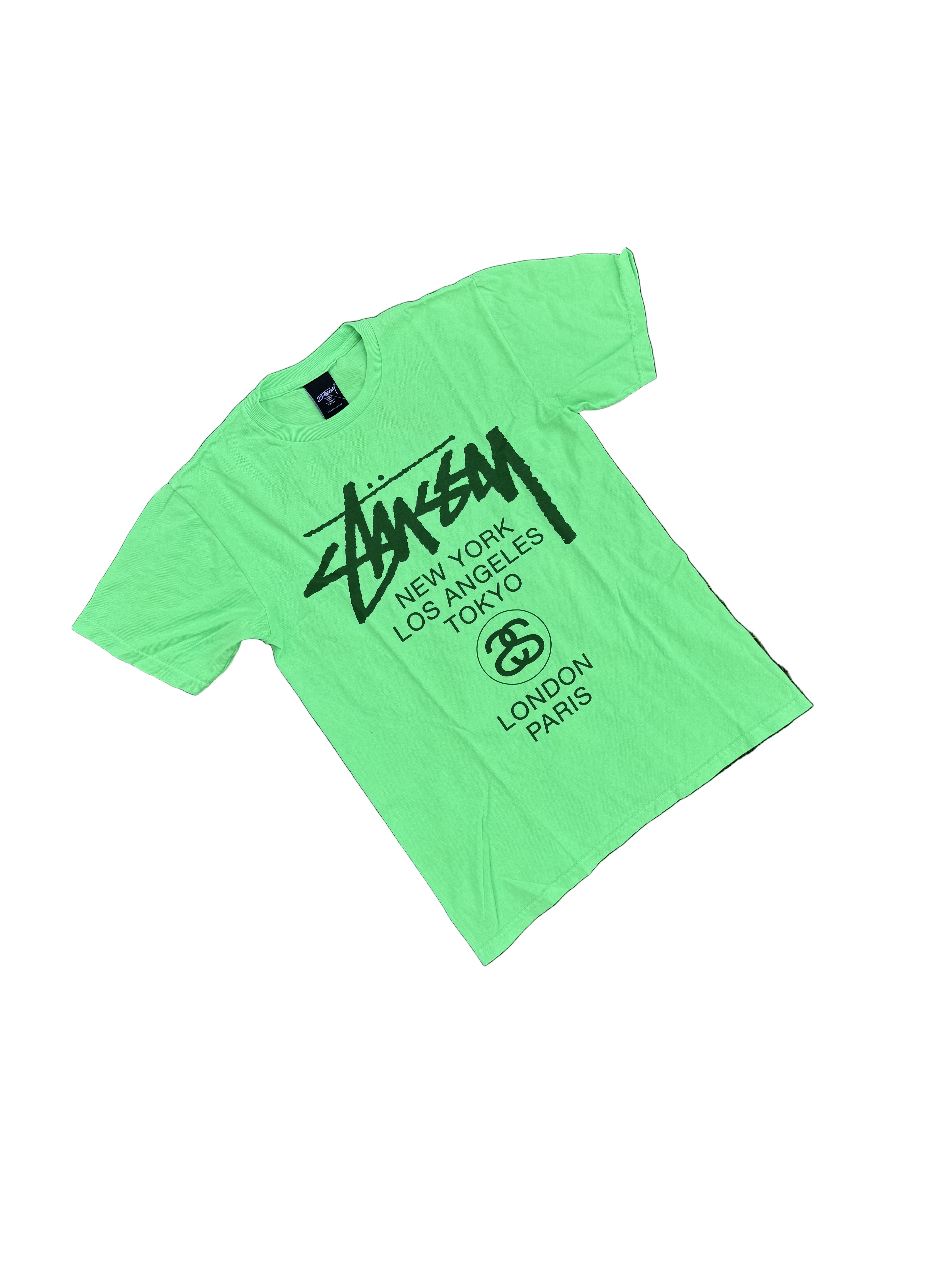 STUSSY WORLD TOUR TEE "NEON GREEN"