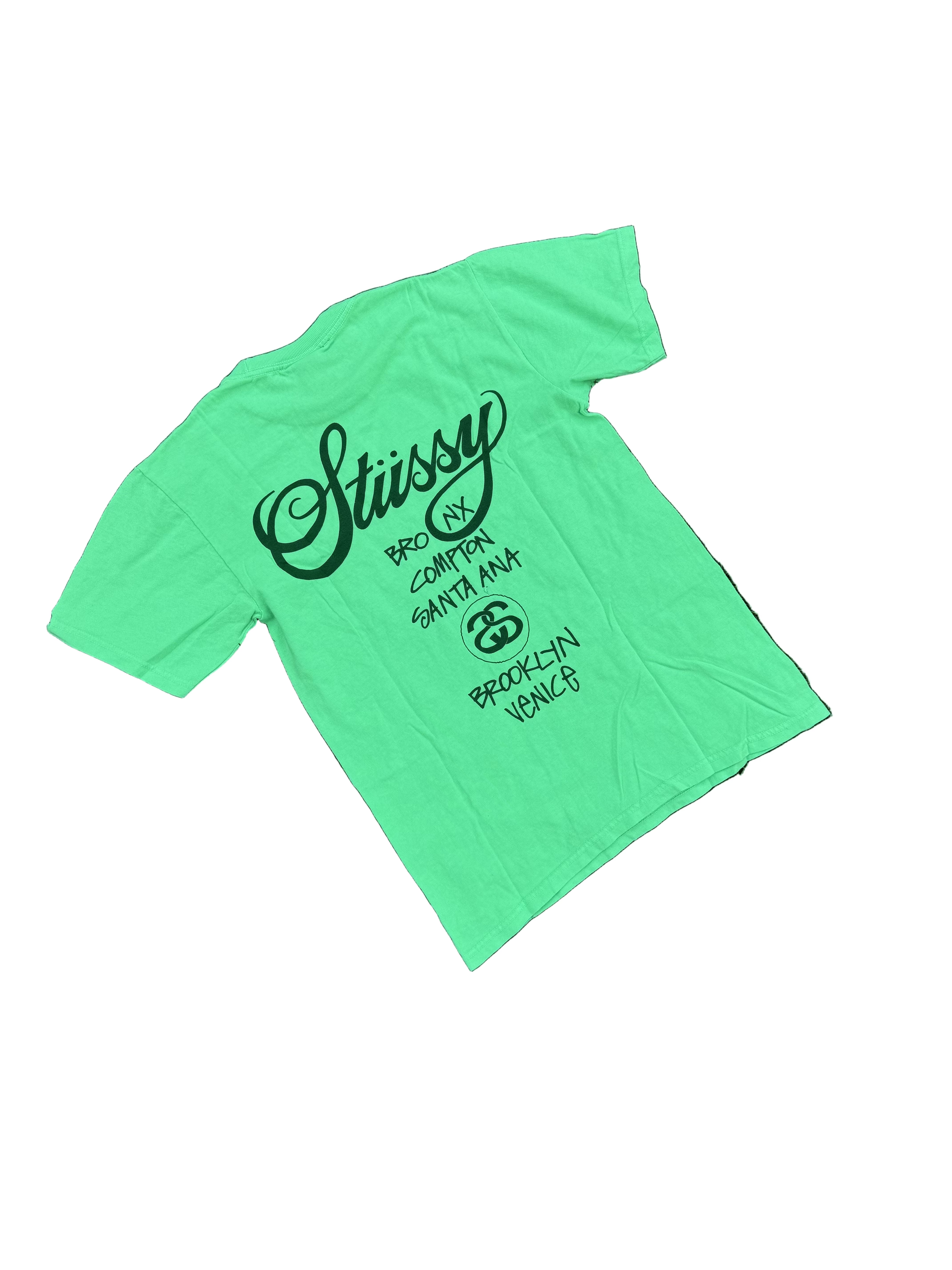 STUSSY WORLD TOUR TEE "NEON GREEN"