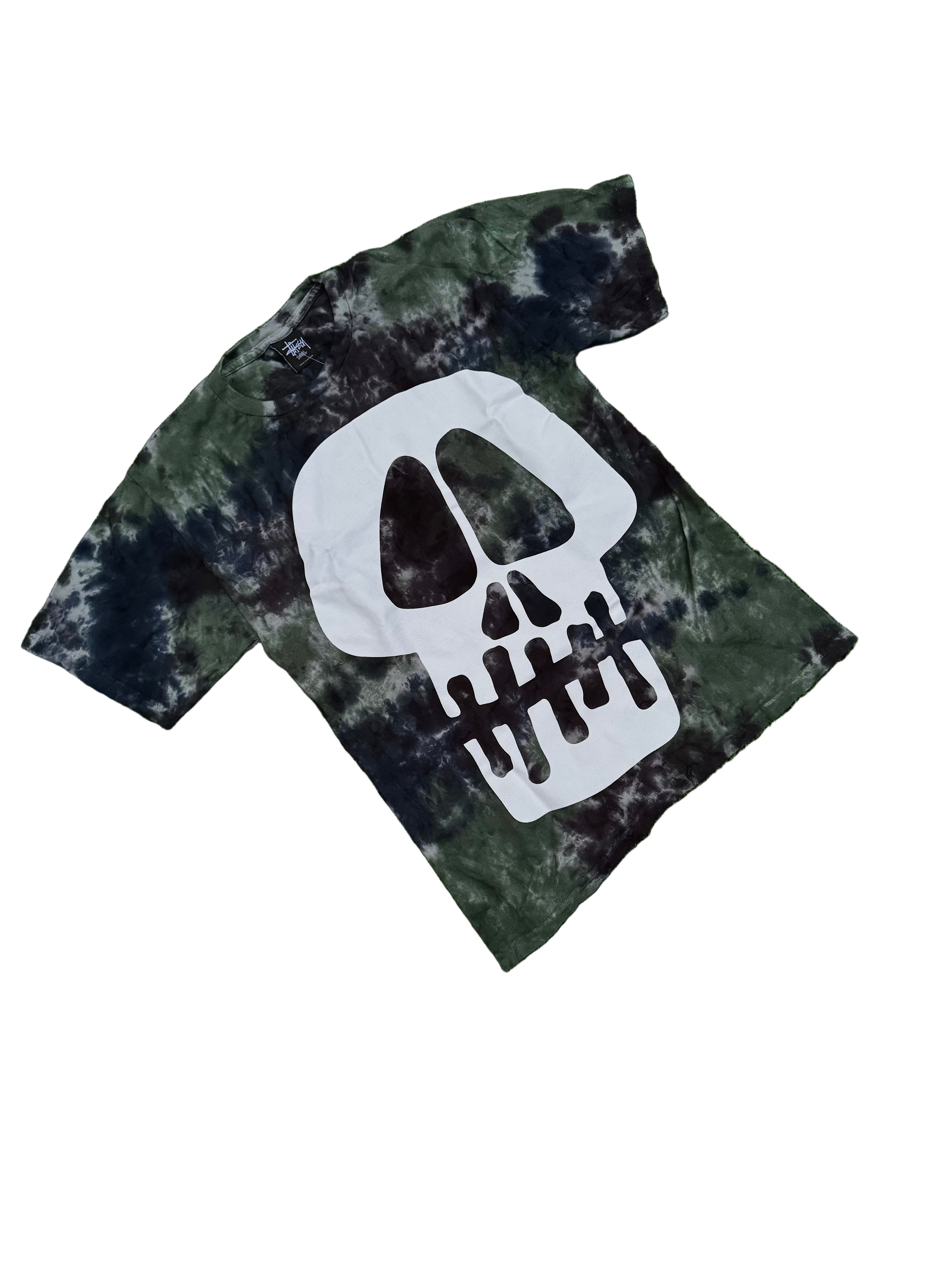 STUSSY TIE DYE BIG SKULL TEE “BLUE / GREEN”
