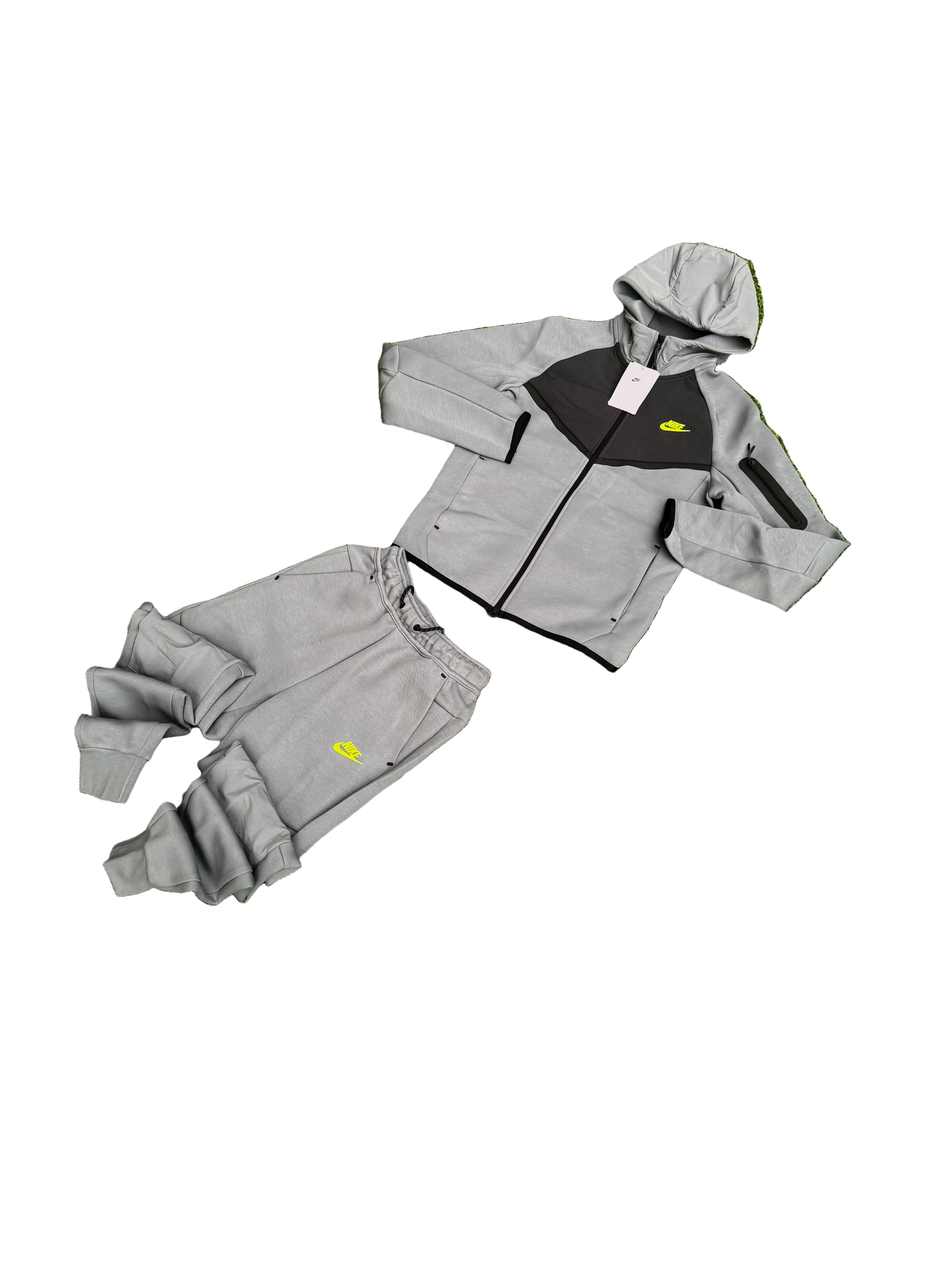 NEW SEASON NIKE TECH FLEECE TRACKSUIT SET “NEON / GREY”