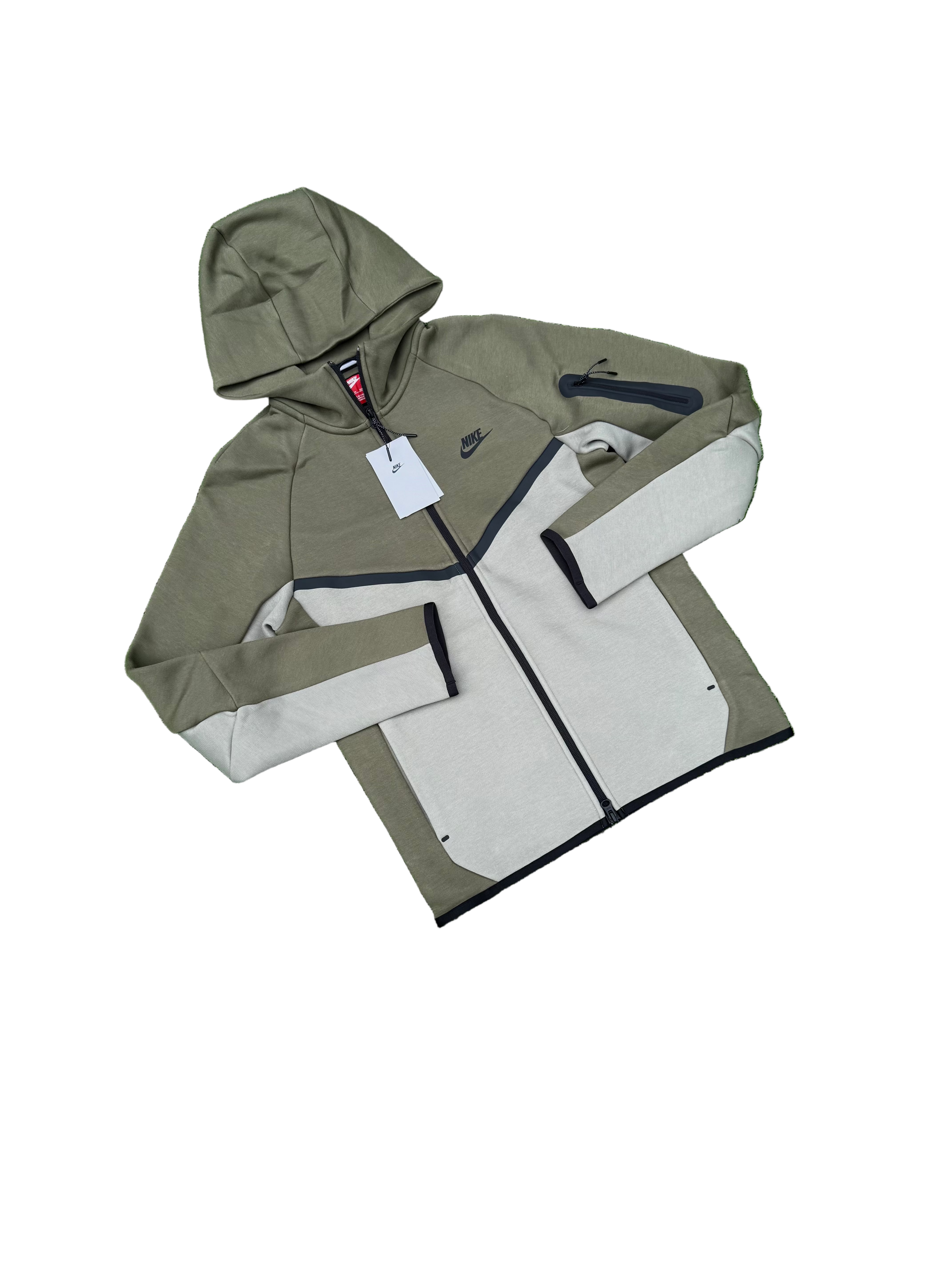 NIKE TECH FLEECE FULL-ZIP WINDRUNNER HOODIE “MEDIUM OLIVE / BLACK”