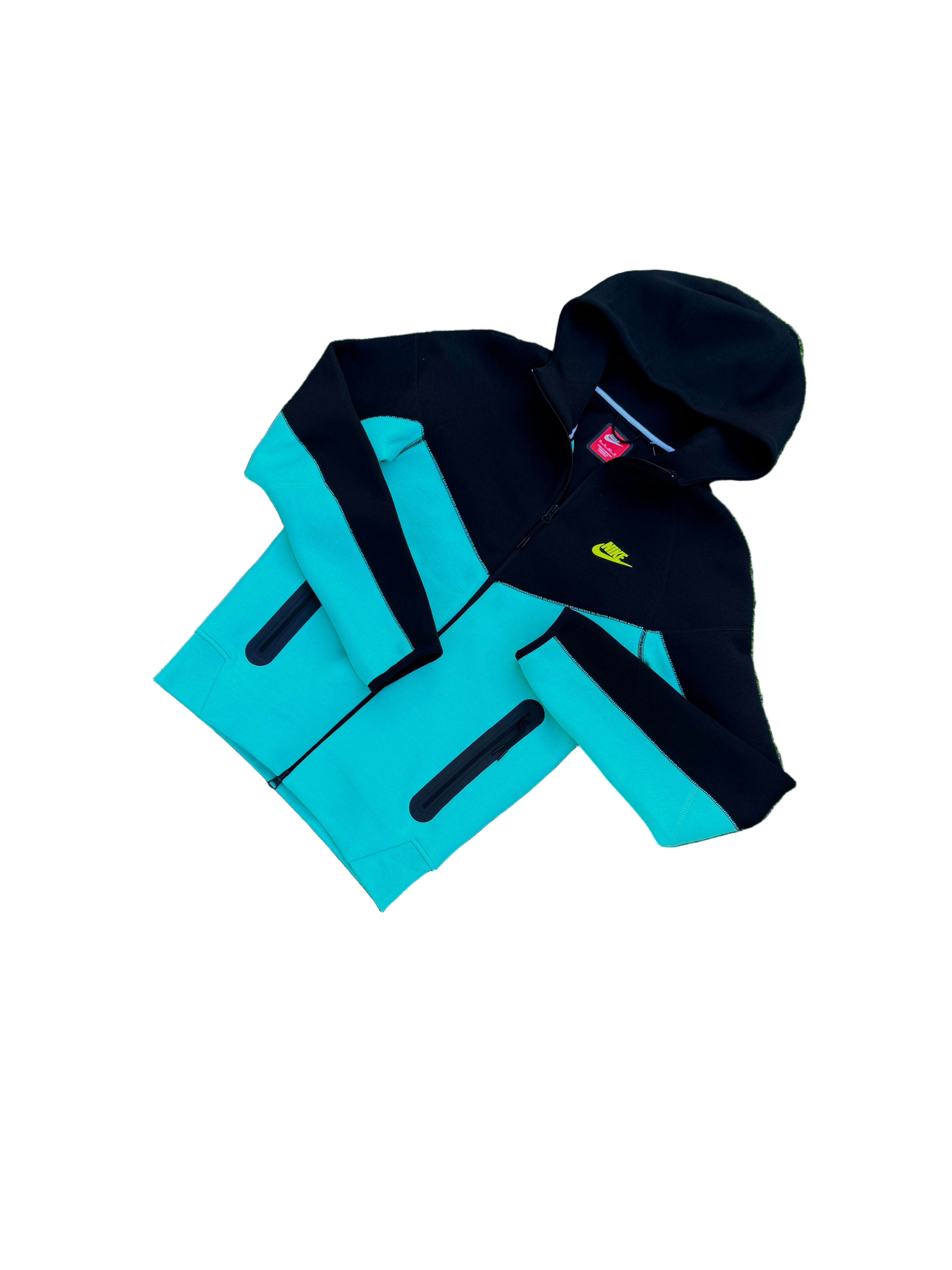 NIKE SPORTSWEAR TECH FLEECE HOODIE "TURQUOISE / BLACK”