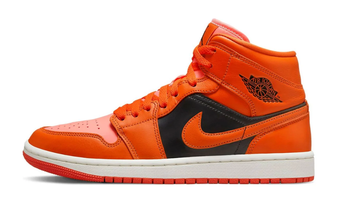 NIKE AIR JORDAN 1 MID "RUSH ORANGE / CRIMSON BLISS" * NO BOX LID *